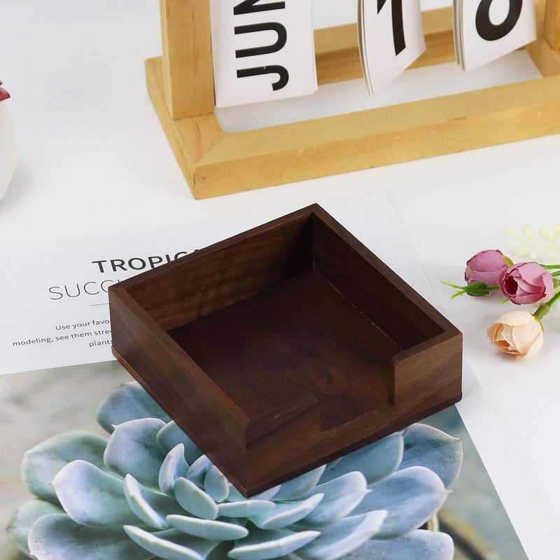 Buqoo Wooden Sticky Note Holder, Self-Stick Note Holder Memo Holder Paper Dispenser Organizer Sticky Notes Cube Holder for School Office Home Desk (3.9 x 3.8 x 1.3 Inches) - Image 5